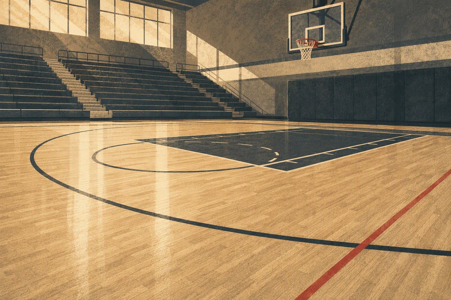 empty basketball court - illustration, Jake Team LLC