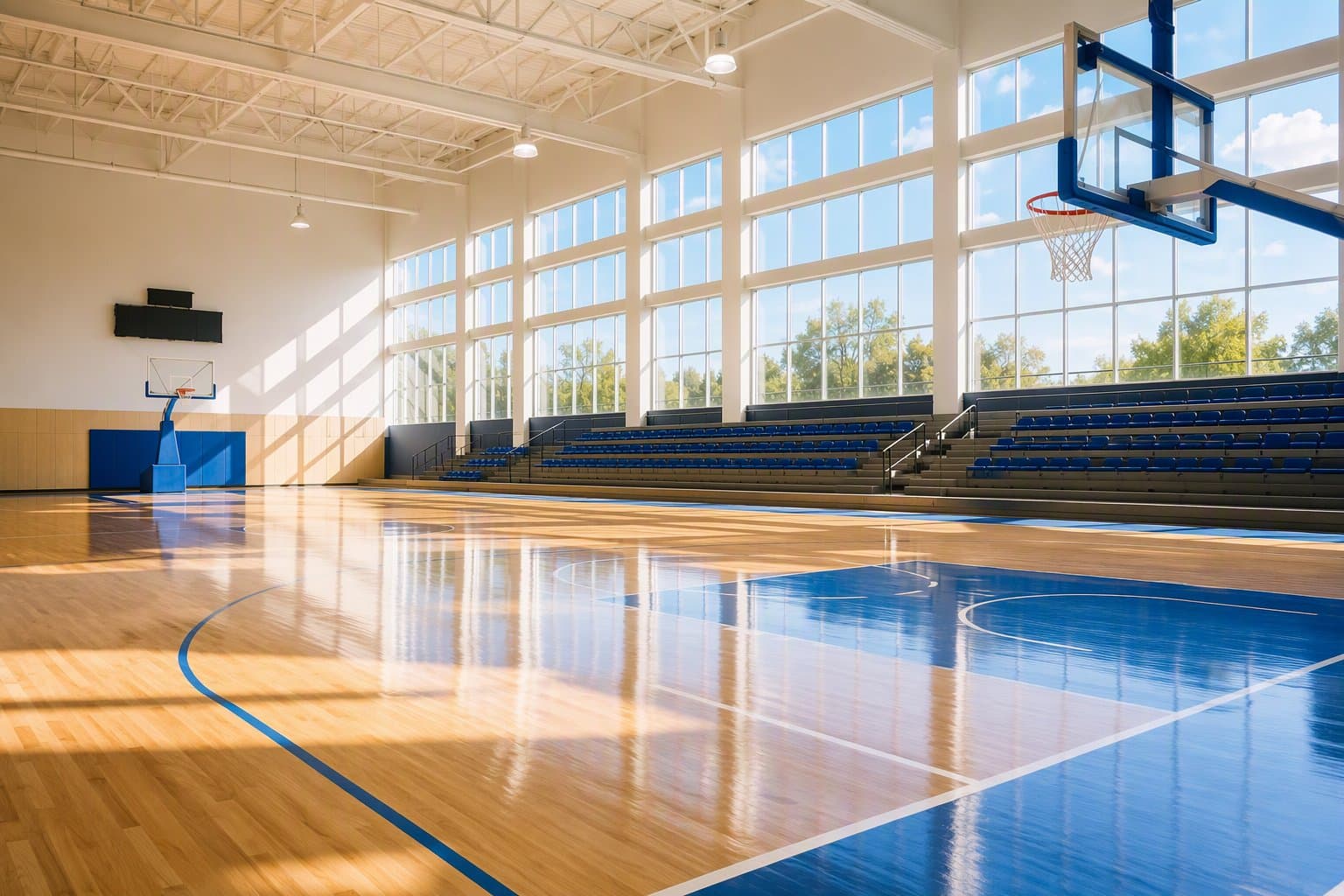 Sunlit Basketball Court - illustration, Jake Team LLC