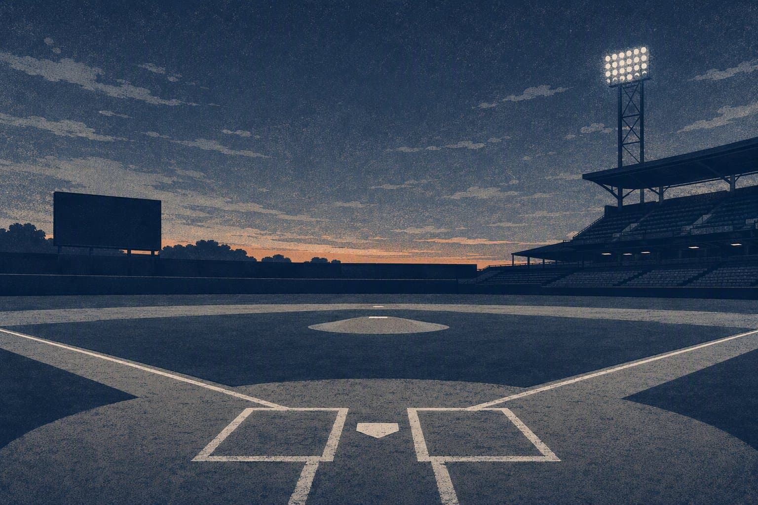 baseball stadium dusk - illustration, Jake Team LLC