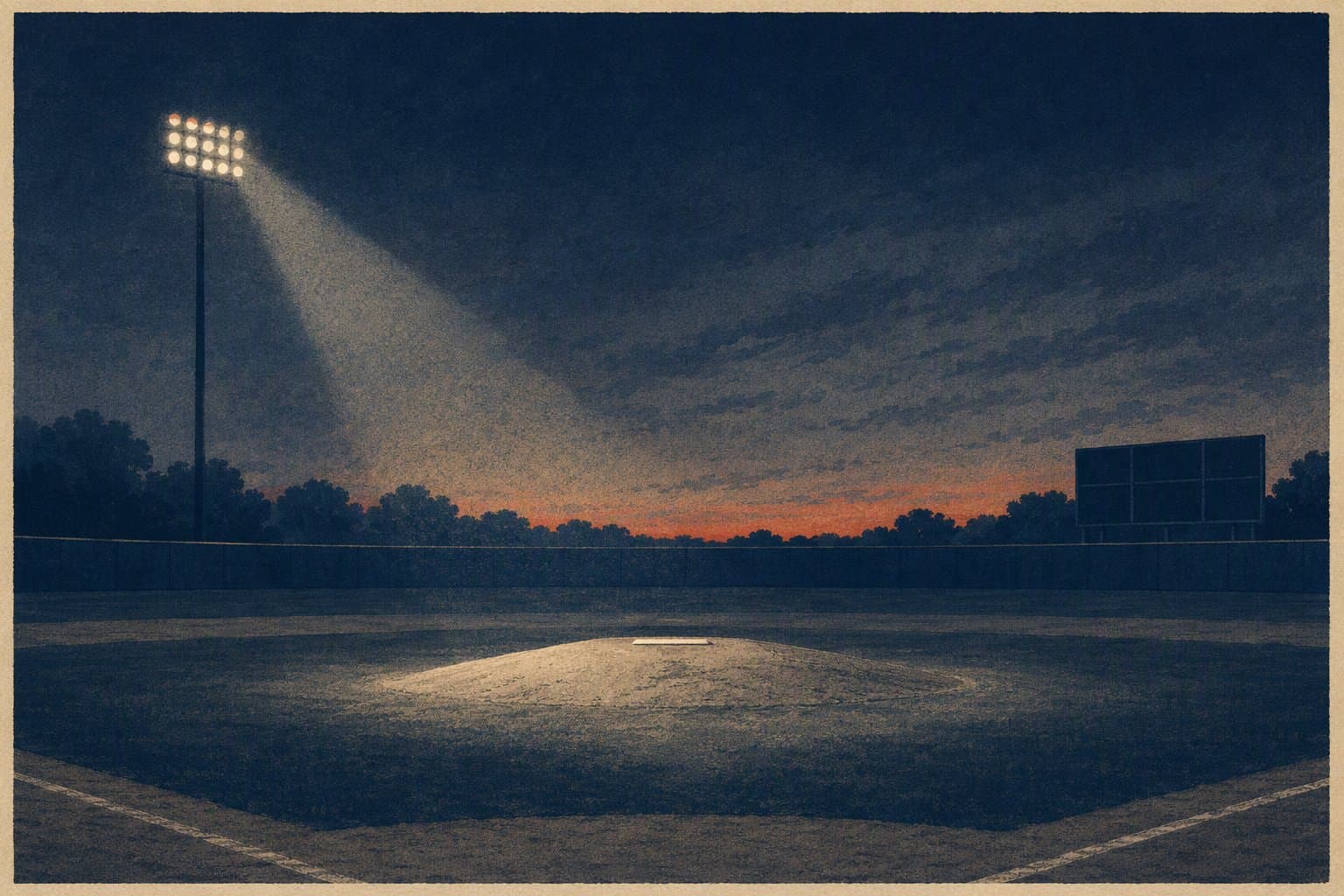 baseball stadium night - illustration, Jake Team LLC