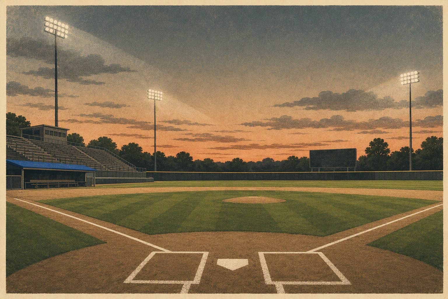 Empty baseball stadium - illustration, Jake Team LLC