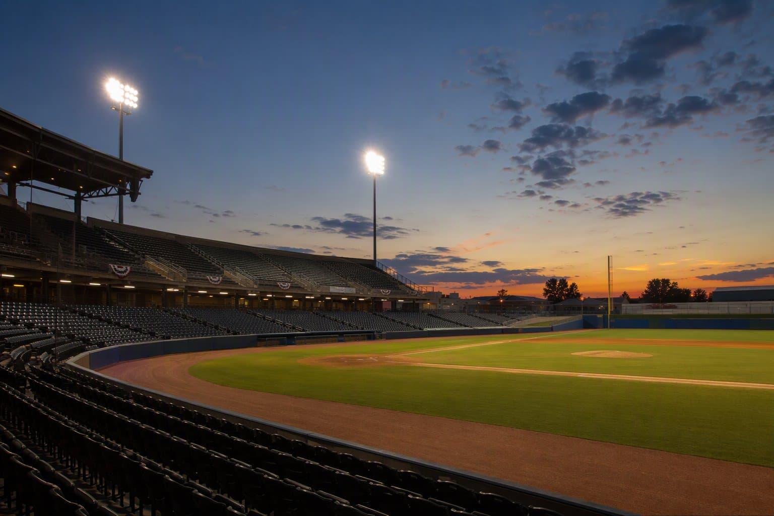 baseball stadium dusk - illustration, Jake Team LLC