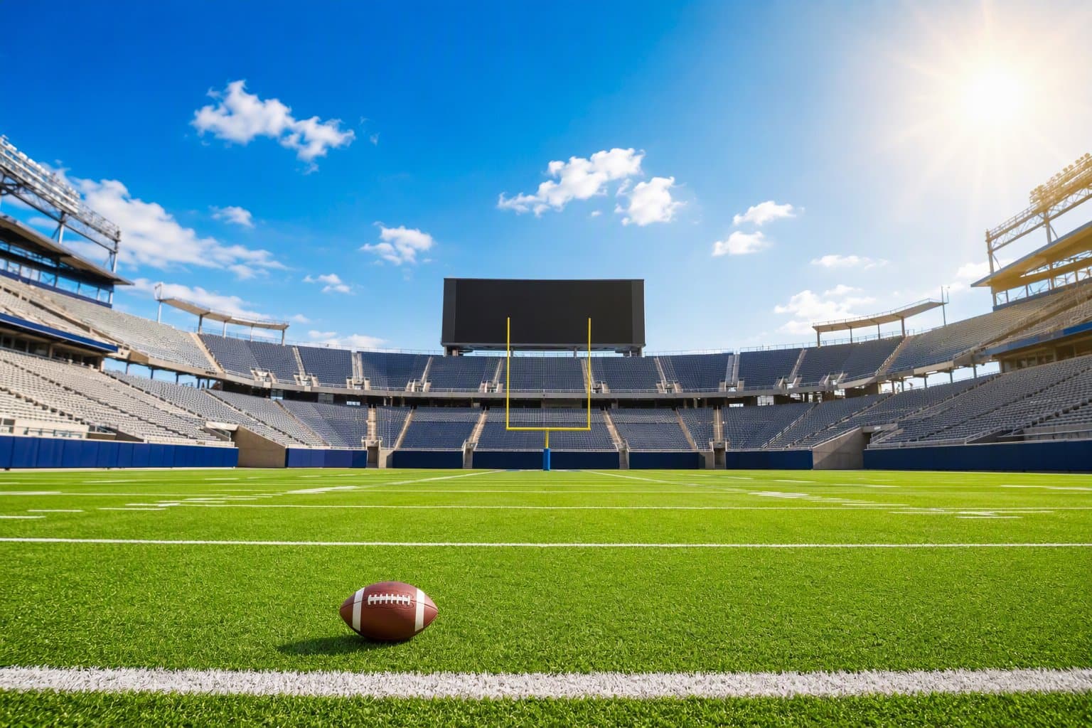 Sunlit football stadium - illustration, Jake Team LLC