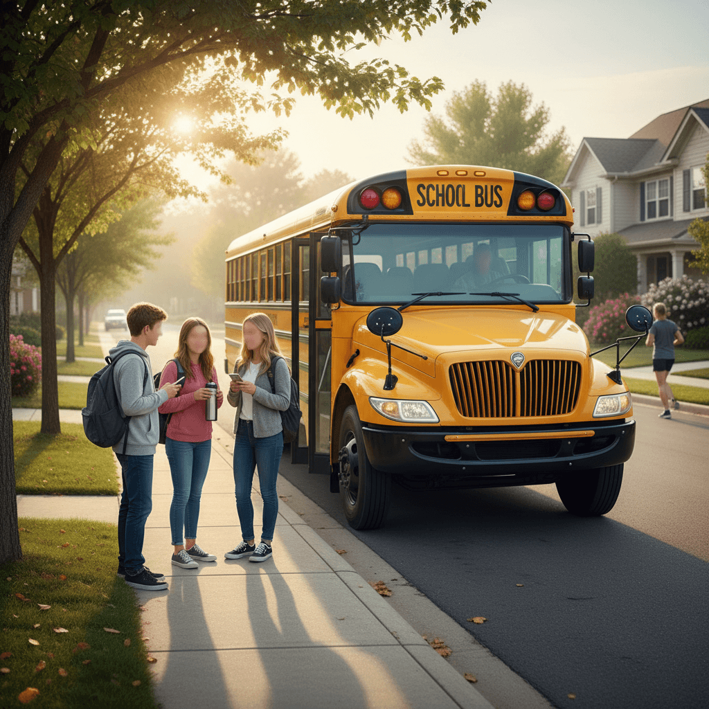 School bus stop - illustration, Jake Team LLC