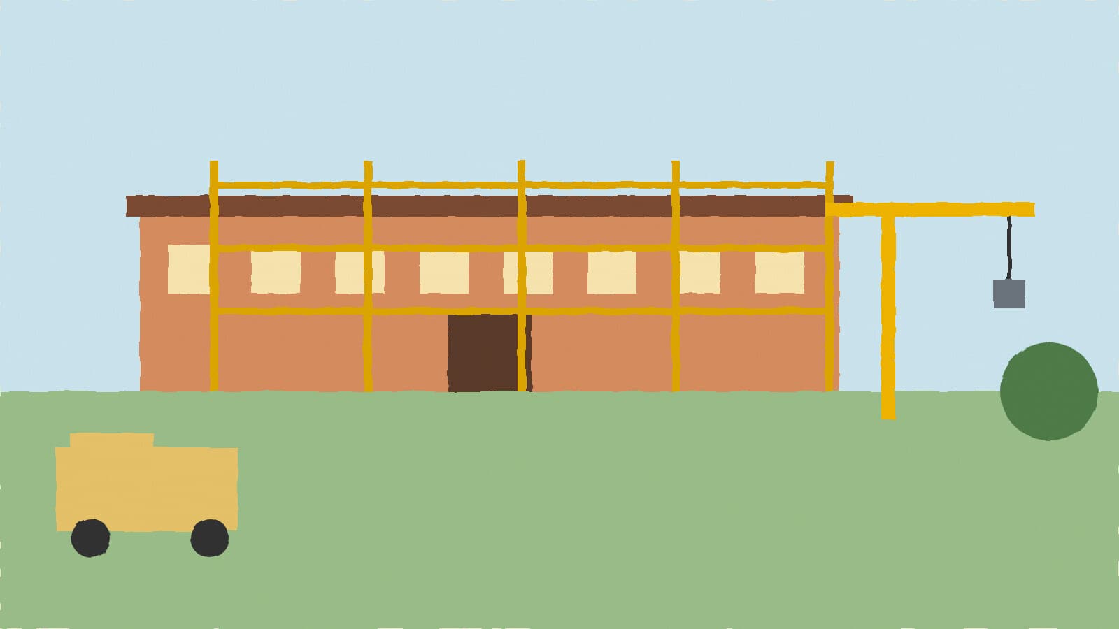 Elementary school under renovation - illustration, Jake Team LLC