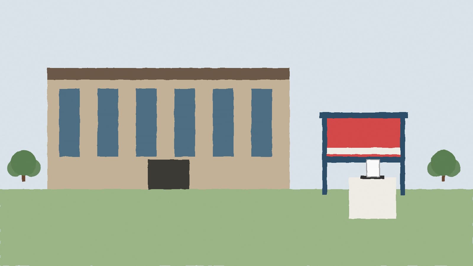Library with voting booth - illustration, Jake Team LLC