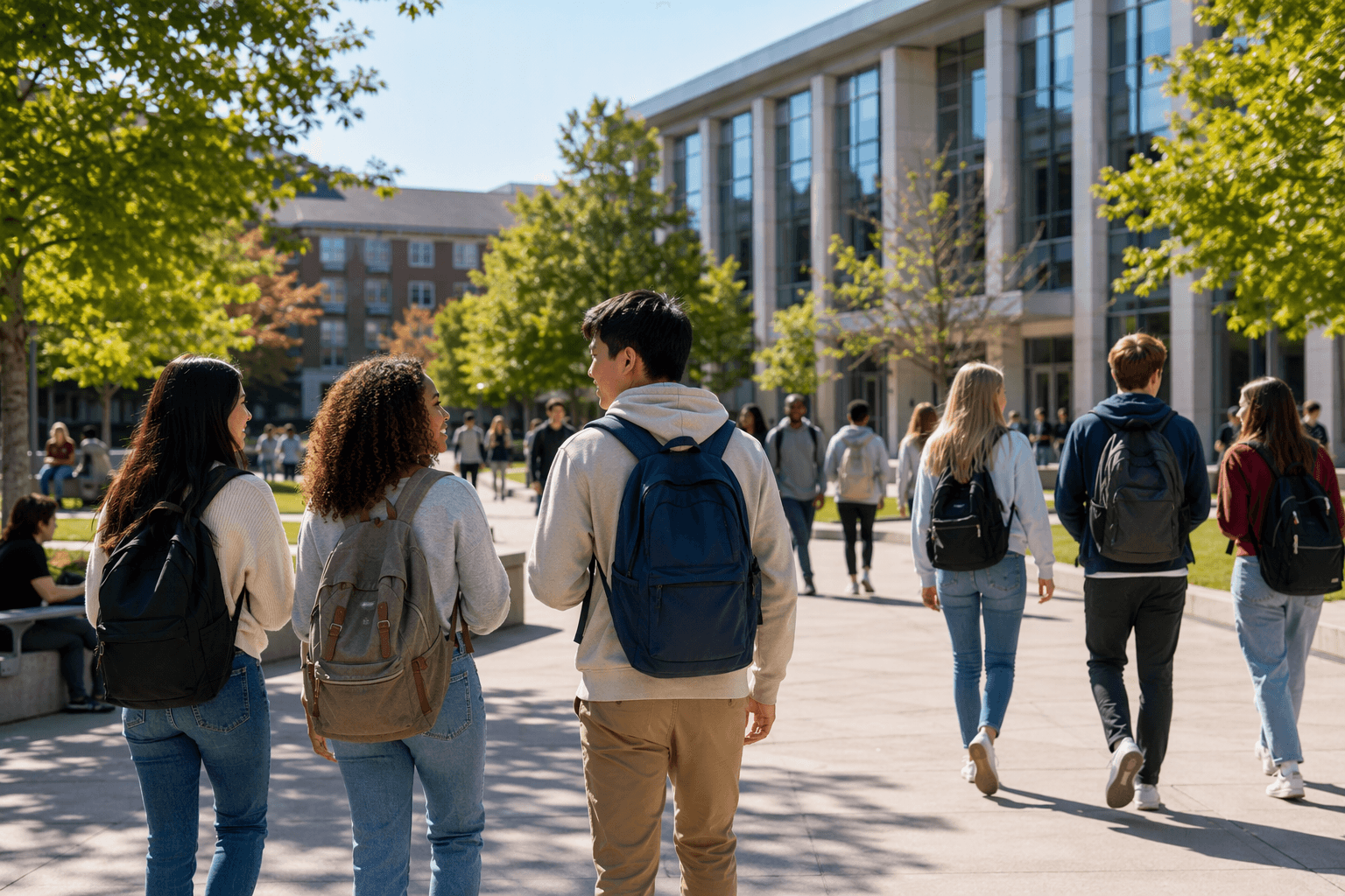 Students on campus - illustration, Jake Team LLC